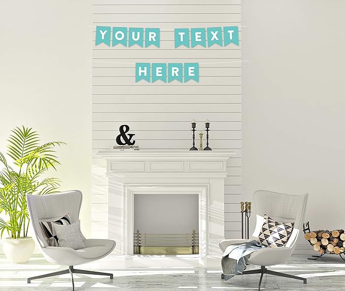 Andaz Press Fully Personalized Collection, Pennant Bunting Banner with String, 8-Feet, 1-Set, Custom Text or Logo
