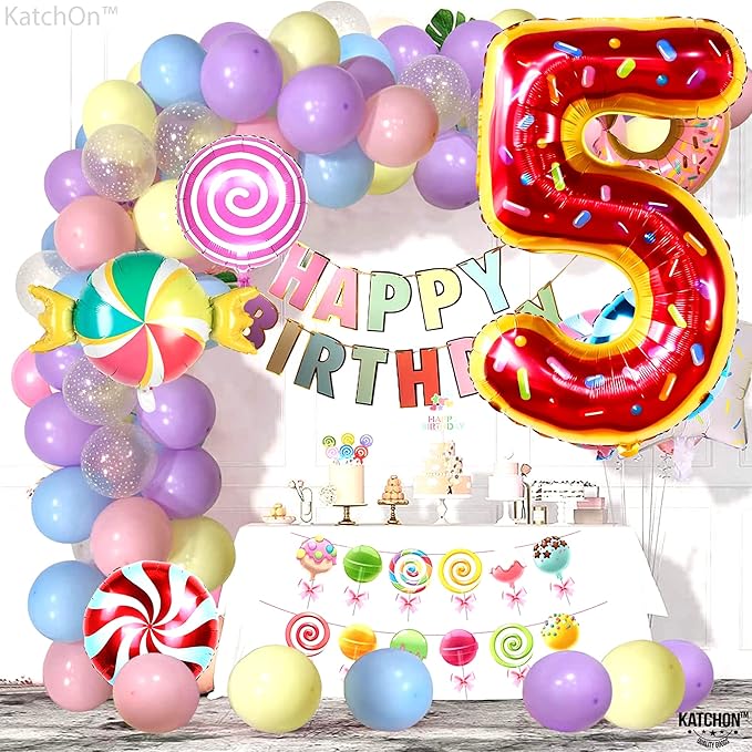 KatchOn, Giant Donut Number 5 Balloon - 40 Inch | 5th Birthday Balloon for Donut Party Decorations | 5 Balloon Number | 5th Balloons for Birthday Party | Five Balloon for Birthday Decorations