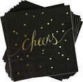 Black and Gold Cocktail Napkins - Pack of 50 Disposable Bar Napkins - Wedding Baby Shower Birthday Graduation Dessert - 3 Ply - By Simple-Glee