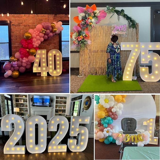4FT Marquee Light Up Numbers Pre-Cut Frame Giant Marquee Numbers 8, Mosaic Numbers for Balloons, 18th 80th Birthday Decorations for Women Men, 80th Anniversary Decorations, Party Decor