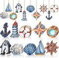 Chunful 30 Pieces Summer Tree Ornaments Christmas in July Wood Hanging Decoration Beach Wooden Slices Winter Tree Ornaments with String for Luau Hawaiian Party Supplies (Sailing Style)