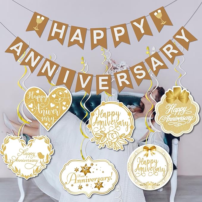 Happy Anniversary Banner - Happy Anniversary Decorations Wedding Party Banner