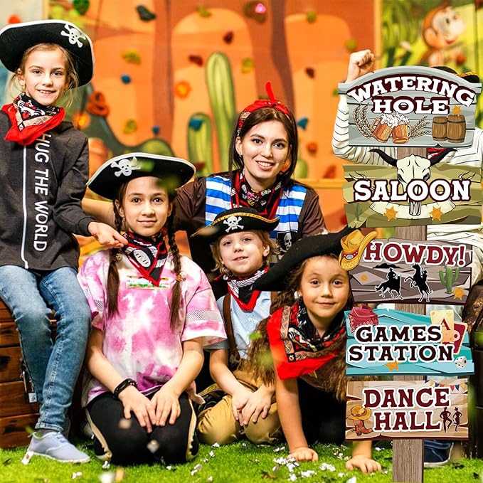 Hooqict Western Birthday Party Decorations 20 Pieces Cowboy Themed Party Signs Welcome To The Wild West Cutouts for Classroom Country Party Supplies