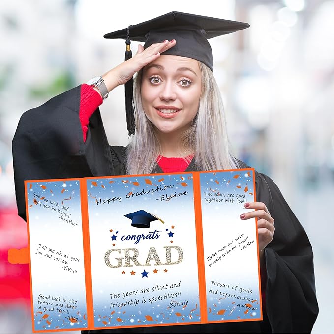 Vlipoeasn 2026 Graduation Guest Book Alternative, Orange & Blue Class of 2026 Graduation Party Decorations, Graduation Signature Book for 2026 College High School, Unique Graduation Gifts for Friends