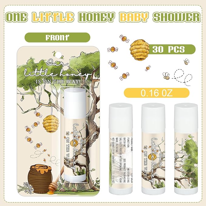 30 Pack One Little Honey Baby Shower Games Prizes Party Gifts Bulk Lip Balms Favors for Winners Adults Guests Gender Reveal Party Favors Decorations Baby Shower Souvenirs Gift Bags Stuffers