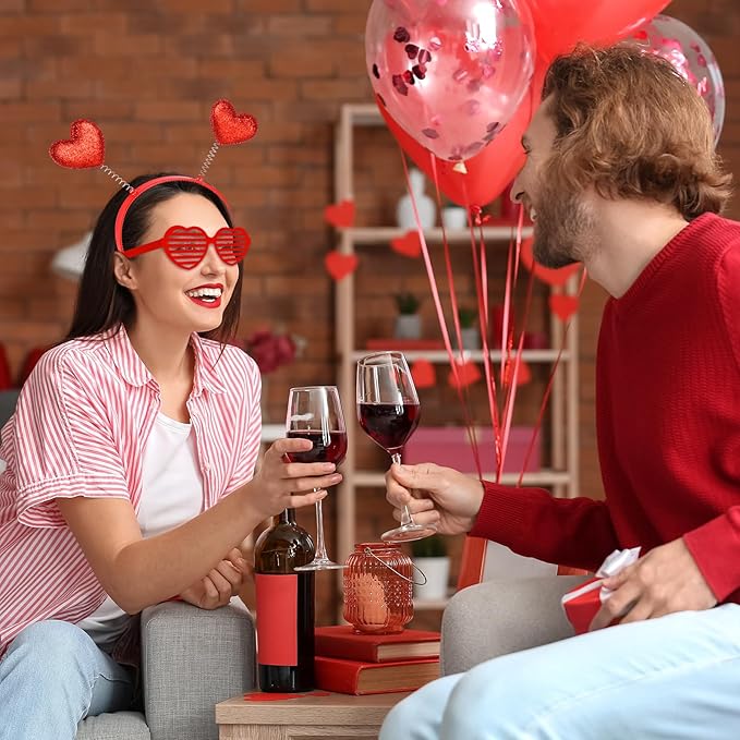 24 Pcs Valentines Heart Head Boppers Headbands and Heart Shape Sunglasses Party Supplies