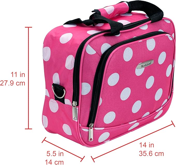 Rockland Fashion Softside 2 Piece Luggage Set, Expandable, (14" Tote/19" Upright), Pink Dot