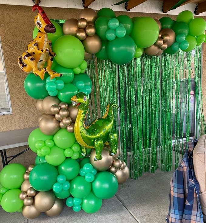 Green Balloon Arch Kit, ADOINBY 140Pcs Emerald Dark Lime Pastel Green and Gold Balloons 18 12 10 5 Inch Different Size Balloons for Birthday Wedding Safari Jungle Baby Shower Boys Party Decorations