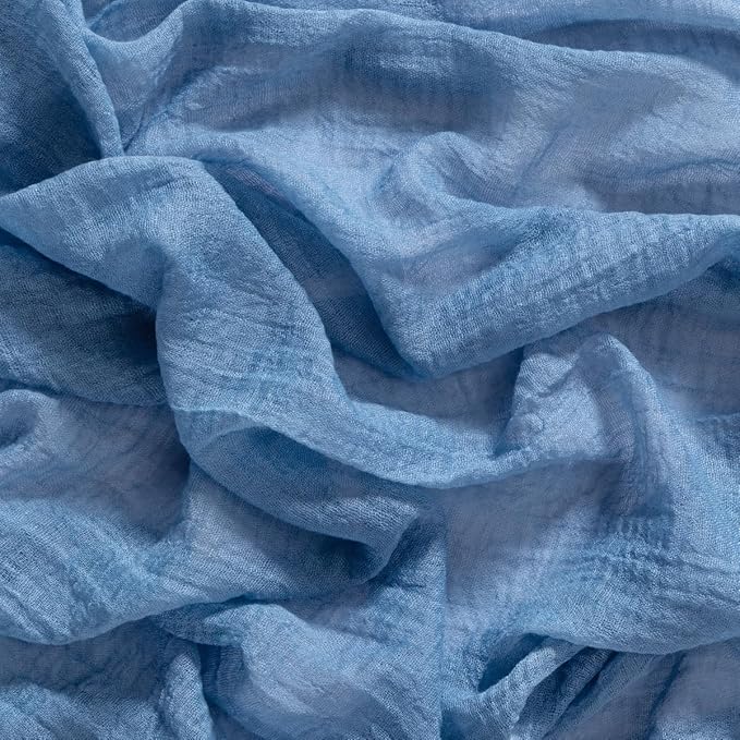 Socomi Dusty Blue Easter Spring Gauze Cheesecloth Table Runner 120 Inch Rustic Boho Cheese Cloth Runner for Wedding Party Baby Bridal Shower Centerpiece Decoration Holiday Home Decorations