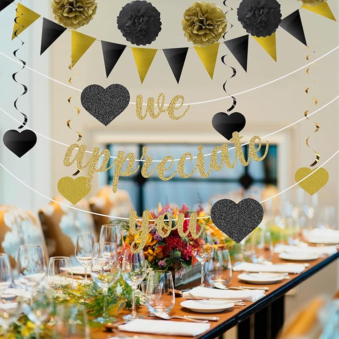 We Appreciate You Banner Thank You Party Decoration Supplies Employee Appreciation Decorations Work Anniversary Office Party Decorations for Employee Staff