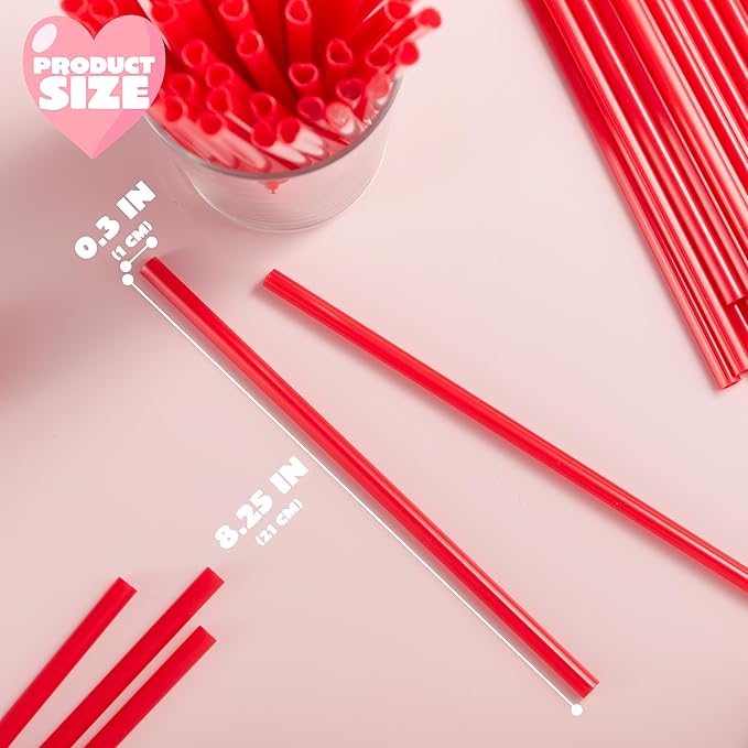JOYIN 120 PCS Valentine Heart Shaped Red Straws, Reusable Drinking Cute Straw for Valentine Cocktail Party, Birthday Party, Bridal Shower, Wedding Supplies
