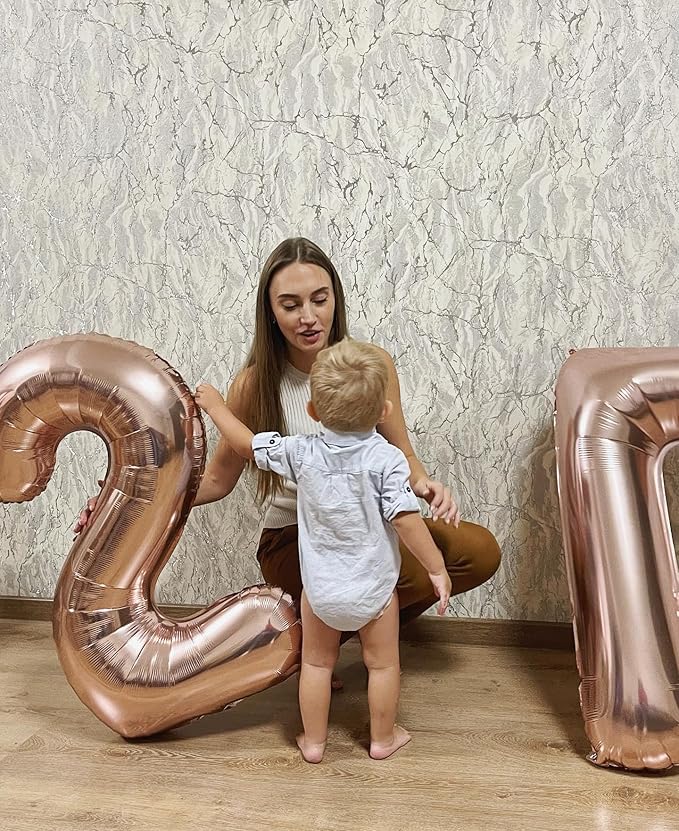 Rose Gold Number 17 Balloon 40 inch, 17 Number Balloons, 17th Birthday Decorations for Girls Boys, 17 Year Old Rose Gold Party Supplies