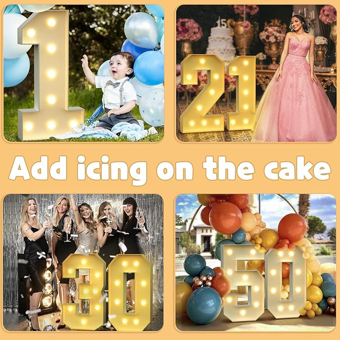 imprsv 3FT Marquee Light Up Numbers for 1st 21st Birthday Decorations Anniversary Party Decor, Mosaic Numbers for Balloons Number 1, Marquee Letters, Pre-Cut Foam Board Kit