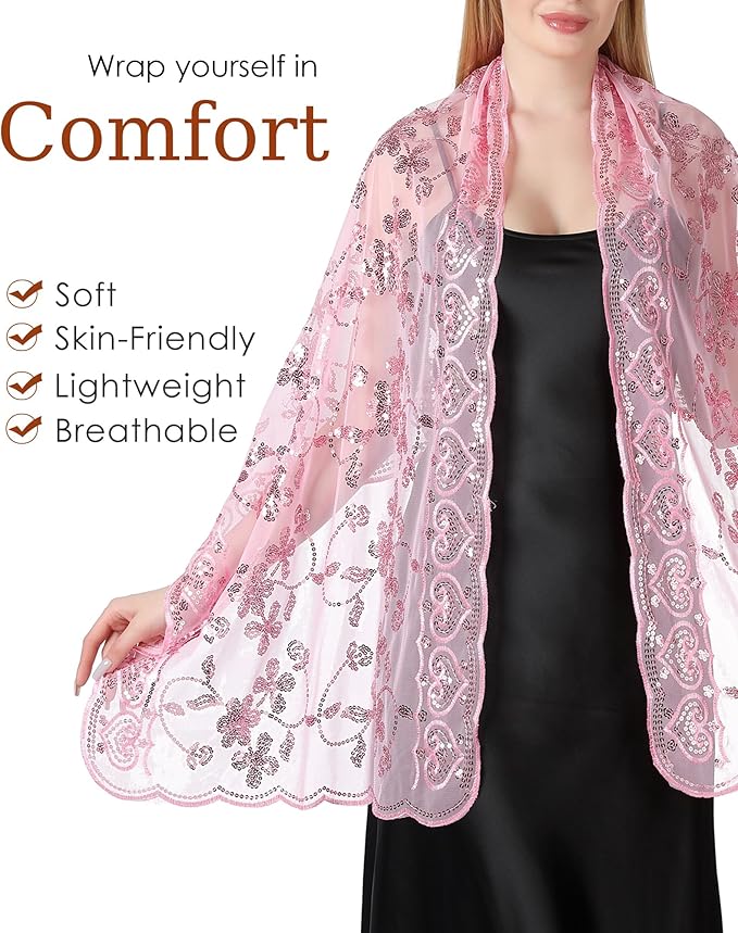 Gossifan Shawls and Wraps for Evening Dresses Sheer Women Elegant Glitter Shawls Soft Sparkly Wedding Bridal Scarf