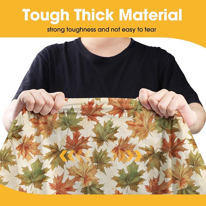 Fall Maple Plastic Table Cloth - 4 Pack 54" × 108" Rectangle Disposable Tablecloths for 6FT Tables, Table Cover for Party, Holiday & Gathering Use
