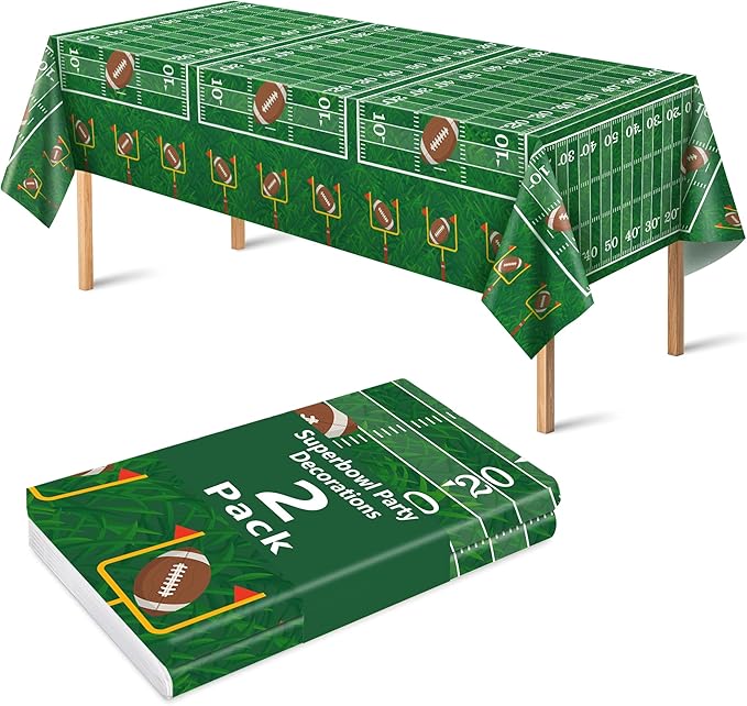 Super Game Bowl Party Decorations 2026 - Green Tablecloth for Football Party Decorations Favors Supplies | Game Day Table Cloth Backdrop Banner Indoor Outdoor -Football Birthday Table Cover for Home