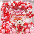 Valentines Day Balloons Garland Arch Kit - 147Pcs Different Size Red Pink White and Confetti Balloons with Heart Foil Balloon for Valentine's Day Galentine's Day Anniversary Party Decorations