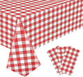 3 Pack Red and White Checkered Tablecloth, 54 X 108Inch Plastic Red Gingham Table Cloth Disposable Spring Picnic Tablecloth Waterproof Red Checkered Table Cover for BBQ Picnic Barbecue Birthday Party
