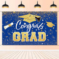 Graduation Party Decorations - Blue Gold Congrats Grad Class of 2026 Backdrop Banner Large Sign Wall Decorations Photography Background Party Supplies for 2026 Graduation Party Decorations