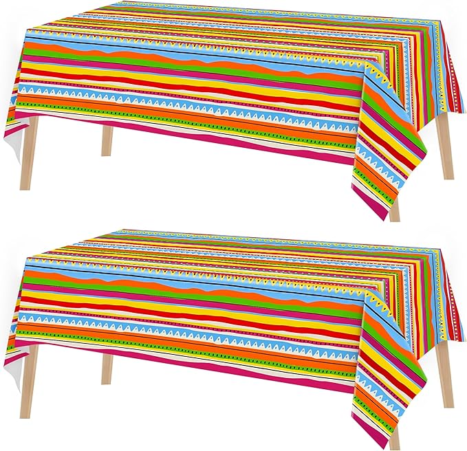 Kochorie 2 Pieces Mexican Party Tablecloth Plastic Cinco De Mayo Tablecloth Disposable Rectangle Tablecloths for Mexican Themed Birthday Party Decorations Supplies