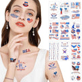 4th of July Temporary Tattoos Party Decoration, American Flag Red White and Blue Patriotic Tattoo, Fourth of July USA Face Tattoo Sticker Party Favors Memorial Veterans Independence Day Accessories
