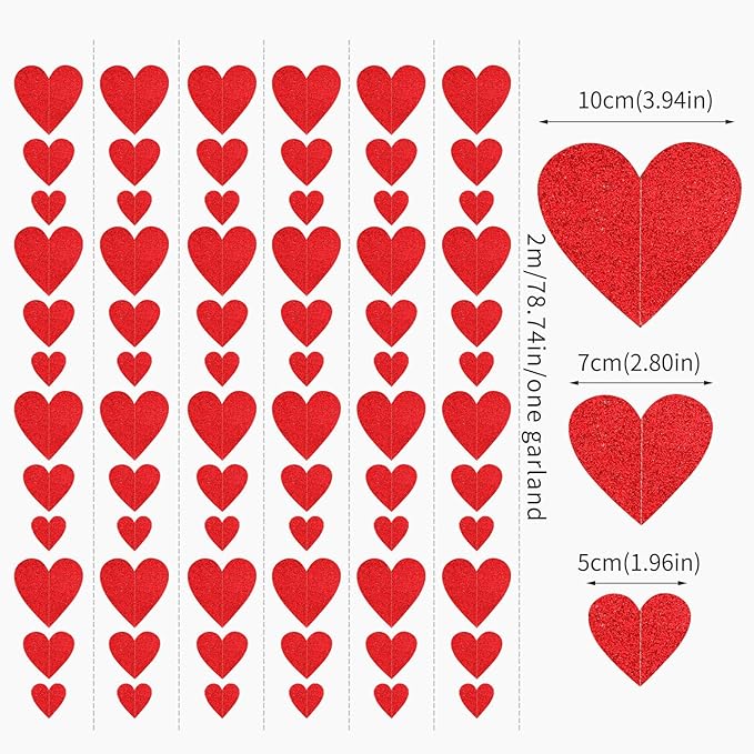 Valentines-Day Party Decorations Red Heart-Garland - 52ft Special Night Galentines Hanging Streamers Banner,Girl Romantic Wedding Anniversary Baby Bridal Shower Engagement Mohters Decor Panduola
