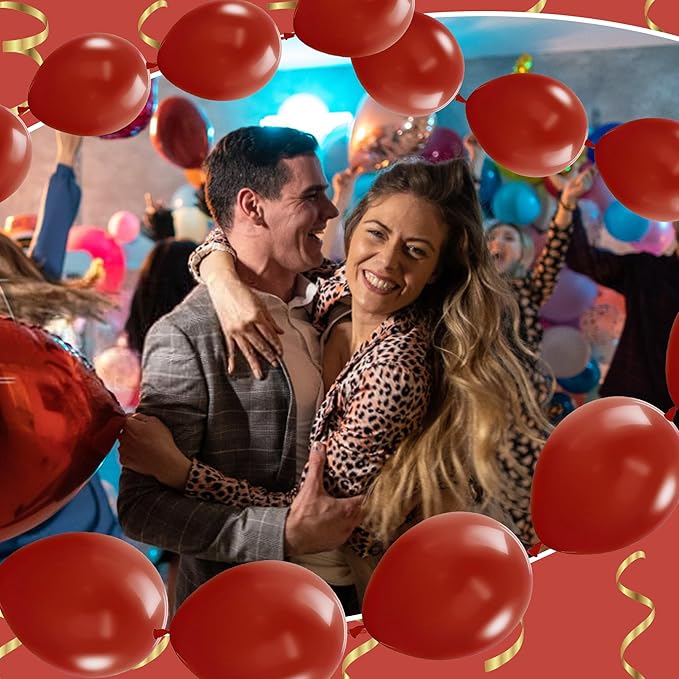 Link Balloons 6 Inch - 100 Pcs Quick Link Balloon Latex Linking Balloons Connected Linkable Balloon Birthday Wedding Party Decorations(Dark Red)