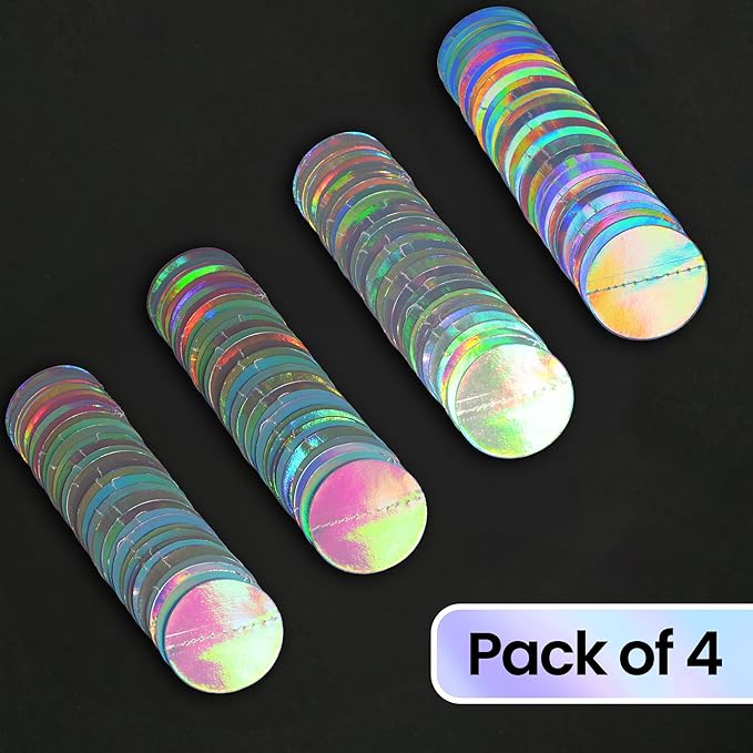 KatchOn, Shiny Iridescent Circles Garland - 4 Strings, No DIY | Disco Silver Garland for Iridescent Party Decorations and Christmas Decor | Holographic Garlands | Happy New Years Decorations 2026