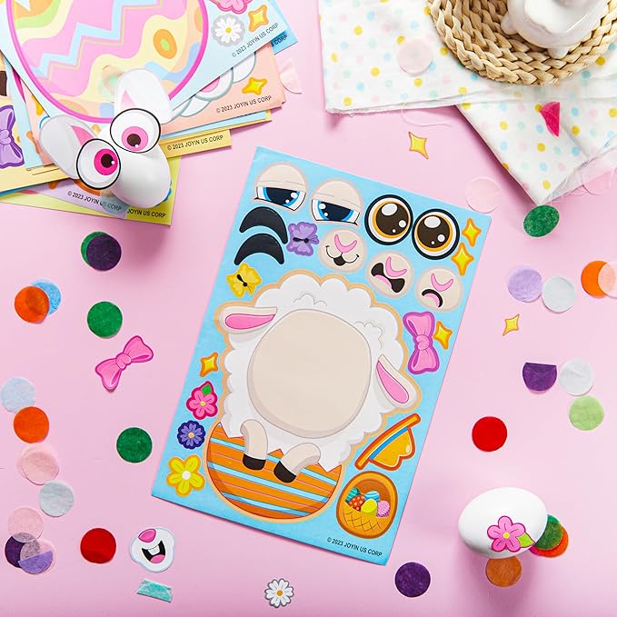 JOYIN 36 Sheet Easter Stickers Match Make a Face Stickers with Chick Bunny Sheep Egg Pattern, for Kids, Decorations for Water Bottle, Basket Stuffers,Classroom Prizes Easter Egg Hunt