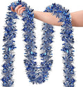 39.5 Ft Christmas Tinsel Garland, Reusable Holiday Metallic Christmas Tree Garland Decoration for Xmas, Wedding, Birthday, Home Party Decor (Blue)