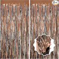 Brown Backdrop Tinsel Foil Curtain Football Party Decorations Streamers 2 Pack 3.3x8.2 ft for Birthday Superball Party Supplies Game Day Decorations Graduation Wedding Baby Shower Bridal Easter