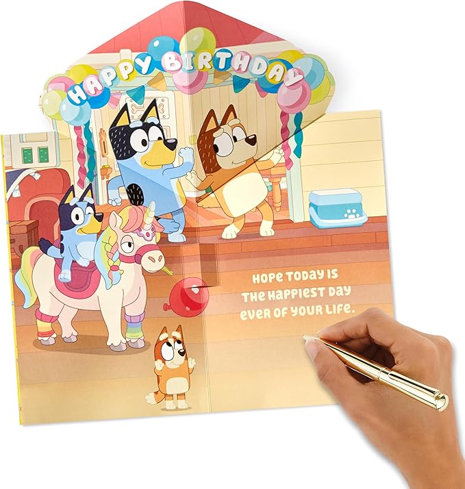 Hallmark Bluey Kids Birthday Card with Sound and Light (Happiest Day Ever) for Son, Daughter, Grandchild