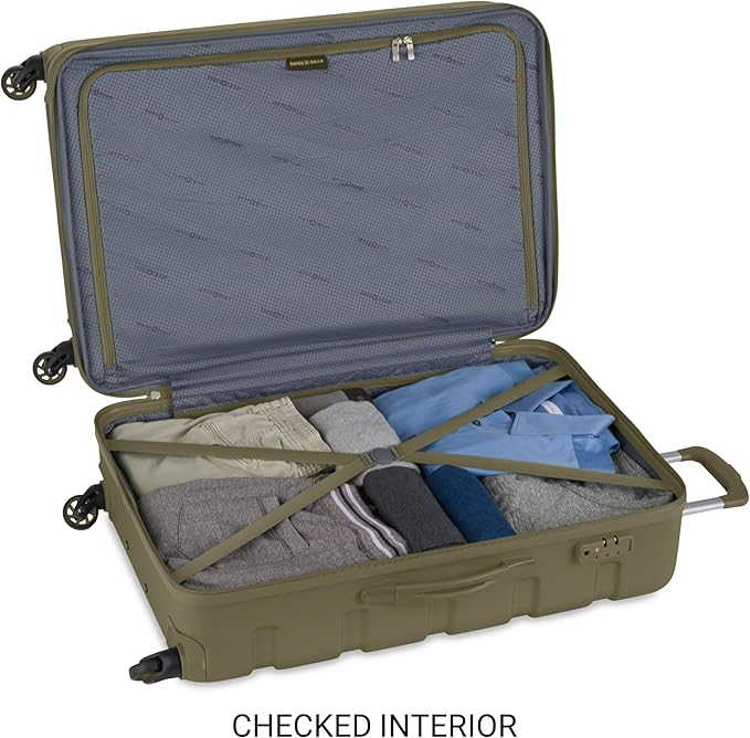 SwissGear 7366 Signature Hardside Expandable Luggage with Spinner Wheels, TSA Lock, Cup-Holder, Olive Branch, 2-Piece Set (19/27)