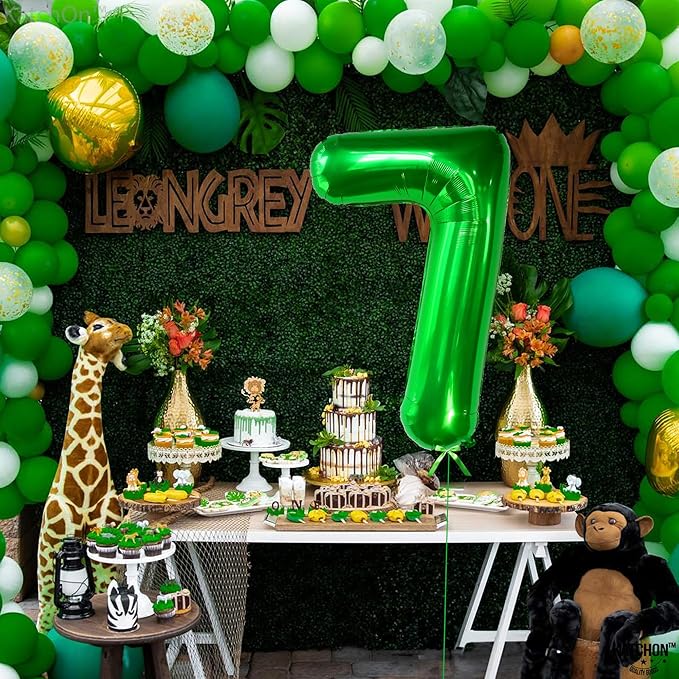 KatchOn, Giant Dark Green Number 7 Balloon - 40 Inch | 7th Birthday Balloon for Happy Birthday Decorations | Seven Balloons Number For 7th Anniversary Decorations | 7th Birthday Party Supplies