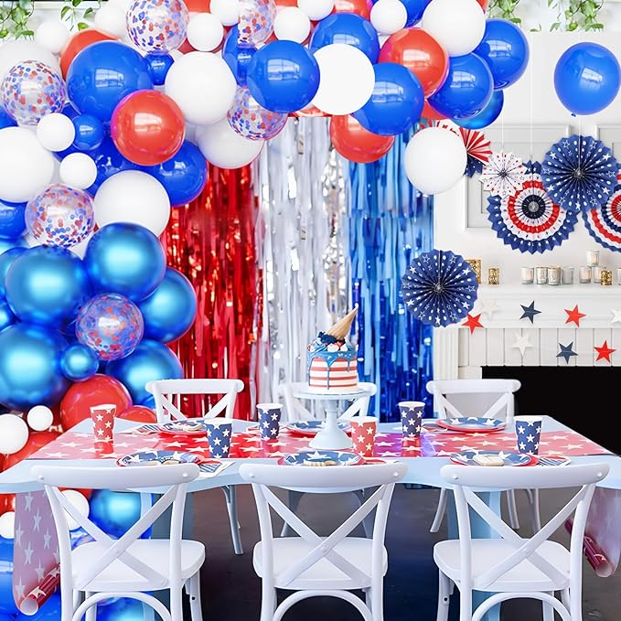 Red White Blue Balloons Different Size Red White and Blue Balloons Garland Arch Kit with Confetti Balloons for 4th of July Independence Day Birthday Party Anniversary