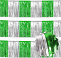 3 Pack 10 Ft Silver Green Foil Fringe Garland Metallic Streamers Tinsel Banner Wall Hanging Garland Backdrop for Parade Floats, Halloween, Christmas, Thanksgiving, New Year Party Decorations
