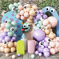 Monster Balloons Arch Kit, Pastel Green Pink Purple Balloon Garland Light Mint Green Pastel Orange Nude Balloons Eyeball Balloon for Monster Cartoon Party Inc Decorations Kids Birthday Party Supplies