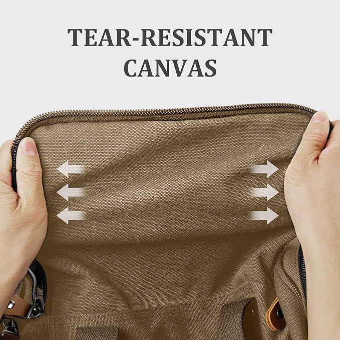 Gonex Canvas Duffle Bag for Travel, 50L Duffel Overnight Weekend Bag(Coffee)