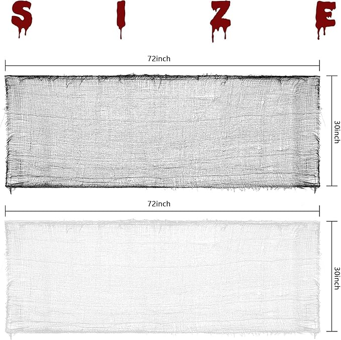 Watayo 8 Pack Halloween Creepy Cloth, 72 x 30 Inch Scary Spooky Fabric Cloth, Halloween Stretch Spider Web Weave Creepy Gauze for Party Haunted House Decor
