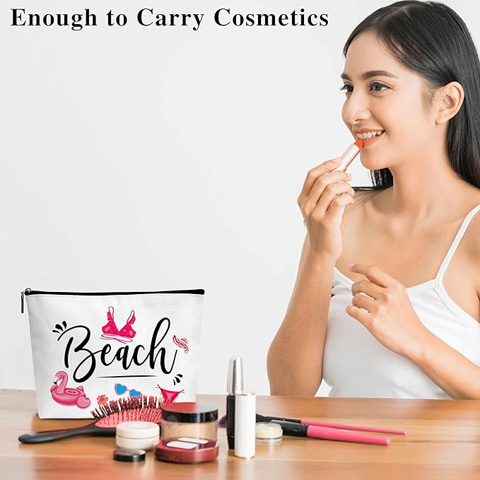 Summer Cosmetic Bag, Cruise Gift Makeup Bag with Zipper for Toiletry Bag Accessories, Beach Lover Gifts for Women Girls Birthday- B09