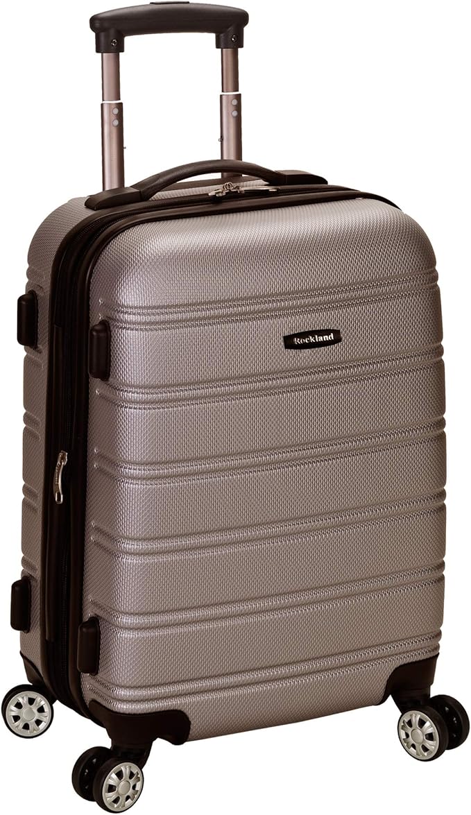 Rockland Melbourne Hardside Expandable Spinner Wheel Luggage, Carry-On 20", Silver