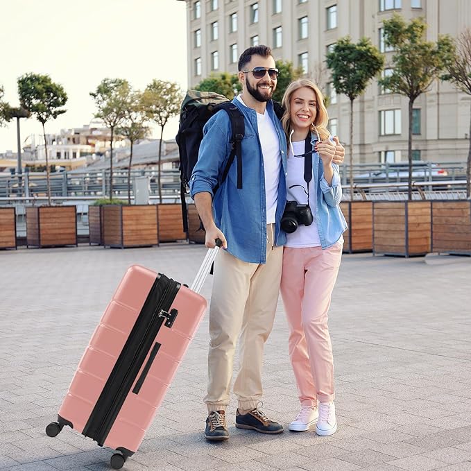 Sweetcrispy Carry on Suitcase, Luggage with Spinner Wheels, Hard Shell ABS, TSA Lock, 28 Inch Pink