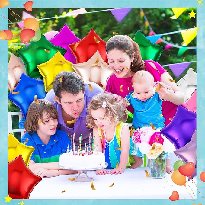 Raiten 100 Pcs 18 Inch Star Foil Balloons Large Helium Balloons Star Shaped Balloon for Birthday Wedding Anniversary Engagement Party Decorations Supplies