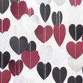 Silver Black and Burgundy Birthday-Decorations-Party - 52Ft Heart Paper Garland Decoration Streamers Banner Bridal Baby Shower Wedding Bachelorette Engagement Graduation Hanging Decor Hongtongtong