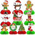 10 Pieces Christmas Honeycomb Centerpiece, Gingerbread Man Snowman Santa Honeycomb Centerpieces Christmas Party Birthday Home Table Toppers Double Sided Decorations