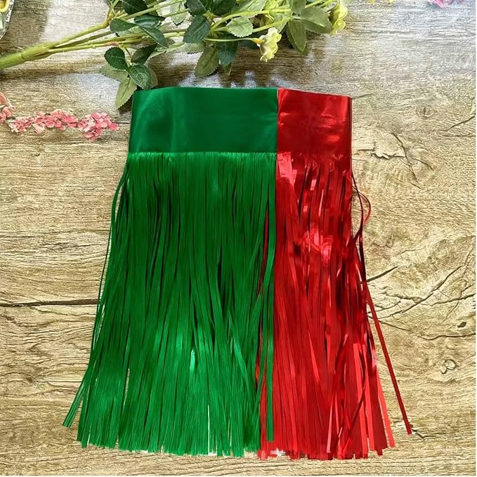 Green and Red Foil Fringe Garland 6Pcs 10 Feet Metallic Tinsel Hanging Curtain Glitter Backdrop Banner for Parade Floats Christmas Wedding Party Decorations