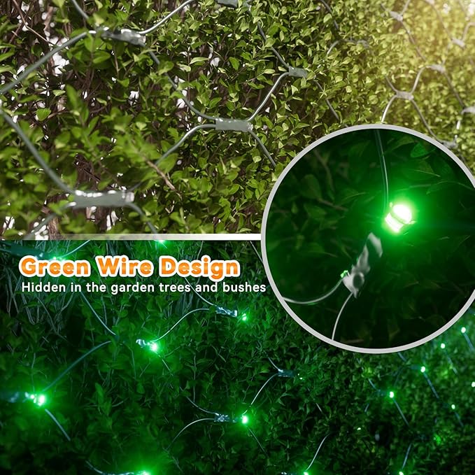 LitHome 14.8FT x 5FT Christmas Net Lights Outdoor Mesh Lights,300 LED St Patrick’s Day Net Light for Bushes Connectable,8 Modes Green Giant Mesh Light Waterproof for Christmas Garden Party Roof Decor