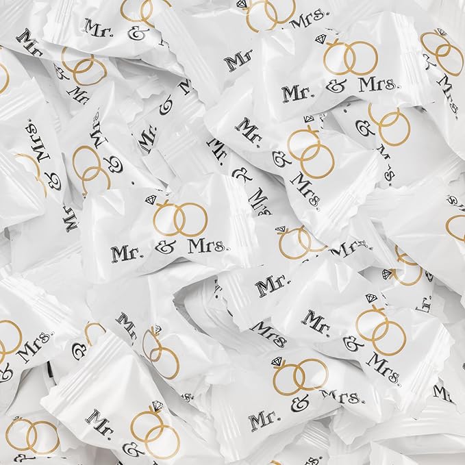 Candy Envy - Mr. and Mrs. Buttermints - 10 Bags Casepack with Approximately 100 Mint Per Bag - Wedding Candy Party Favors