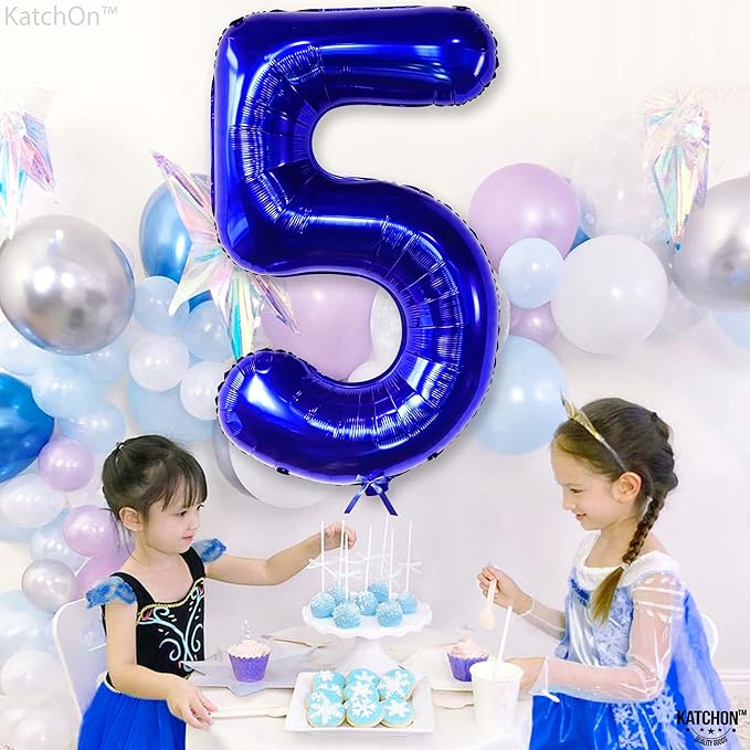 KatchOn, Navy Blue Number 5 Balloon - Big, 40 Inch | 5th Birthday Decorations for Boys | 5th Birthday Boy | Balloon For 5th Anniversary Decorations, Fifth Birthday Decoration Boy