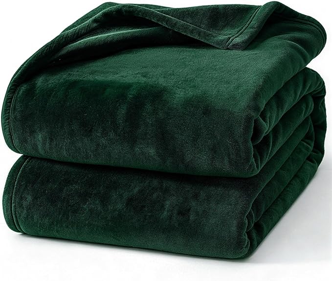Hansleep Fleece Dark Green Full Blanket, Super Soft Flannel Fuzzy Plush Cozy Blanket for All Seasons, Dark Green, Full 84x90 Inches
